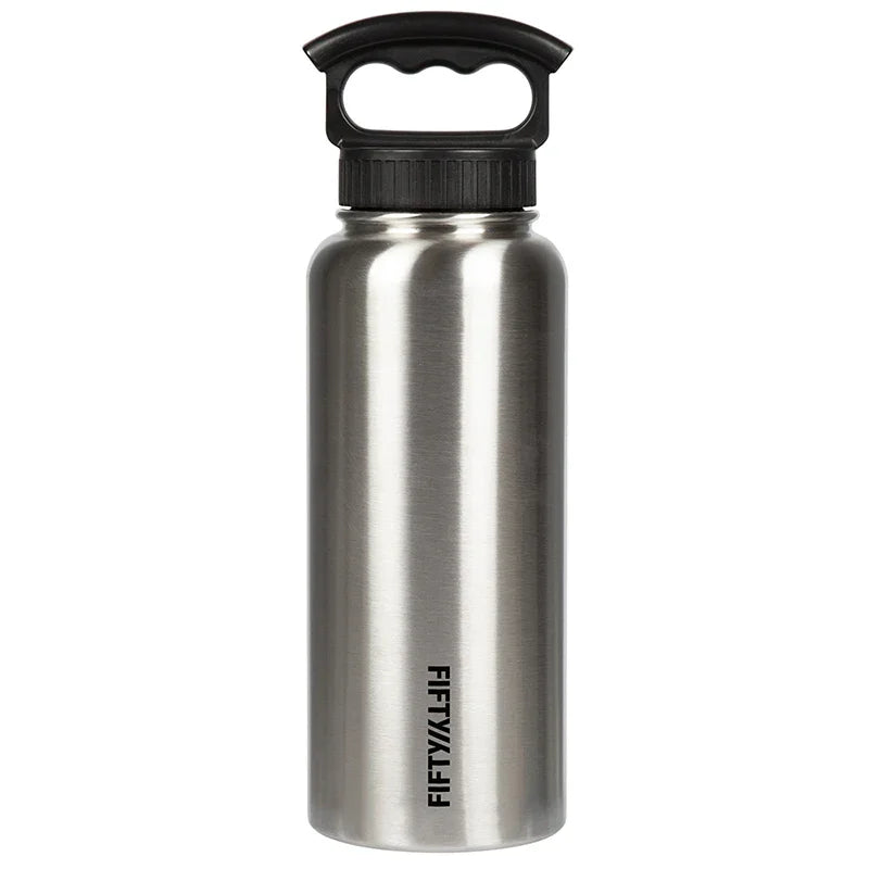 Fifty/Fifty 1L Bottle 3 Finger Lid - Stainless - Tashqila Fifty/Fifty 1L Bottle 3 Finger Lid - Stainless - Tashqila
